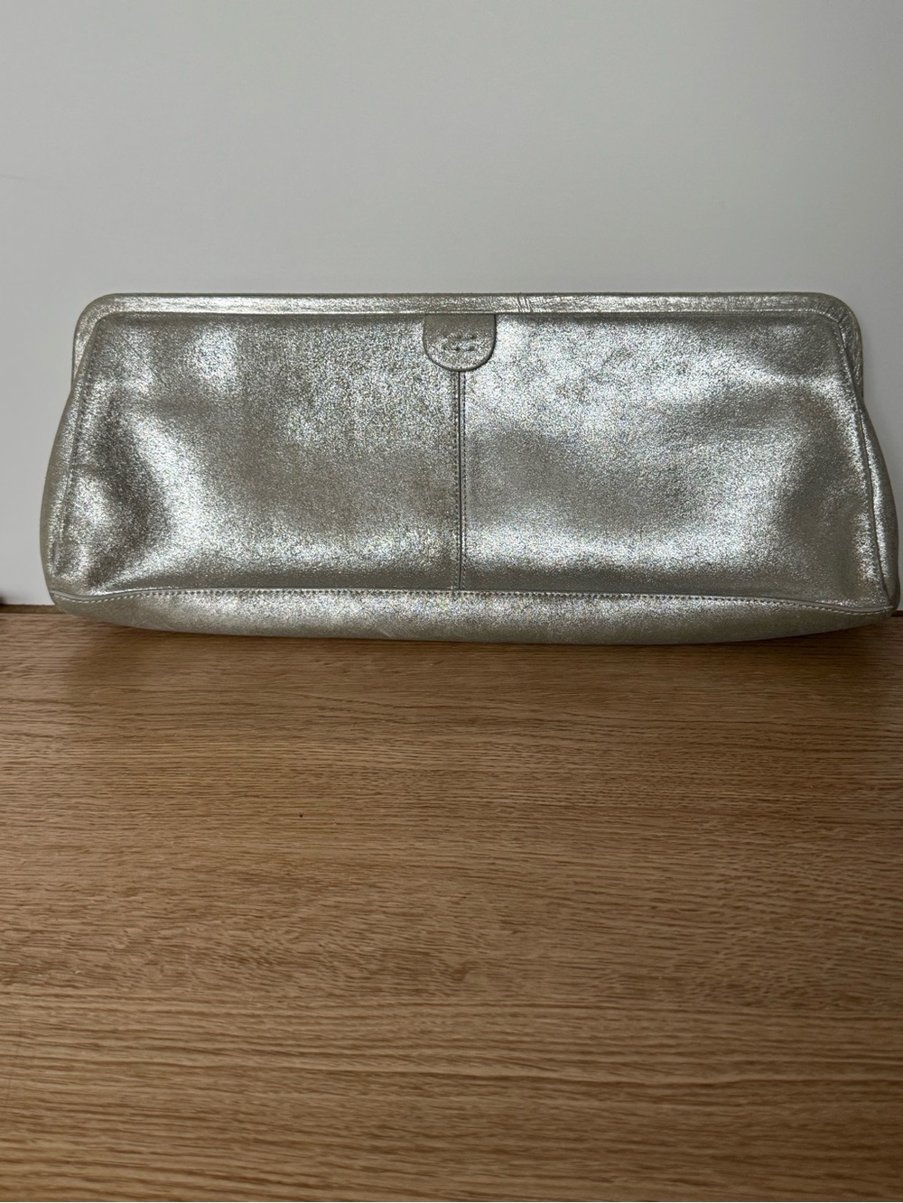 Alfani Metallic Silver Leather Clutch